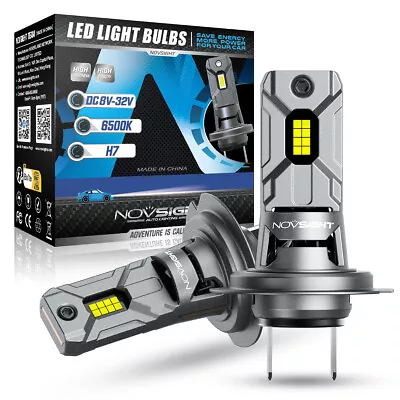 NOVSIGHT Pair H7 LED Headlight Bulbs Kit Lamp Globes High Low Beam 6500K White • $28.29