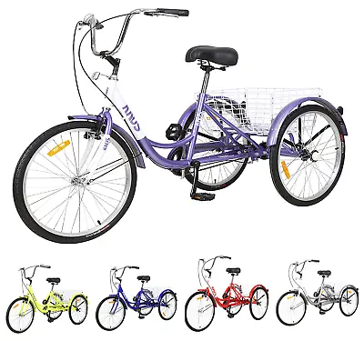 Adult Tricycle Trikes 3 Wheel Bikes 26  Wheels Bicycle W/ Large Shopping Basket • $269.99