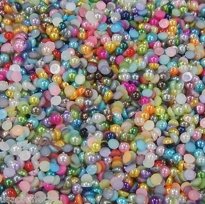 1000 Half Pearl Beads Flatback 60 Colors Crafts Wedding Decoration Nail Art New • $3.34