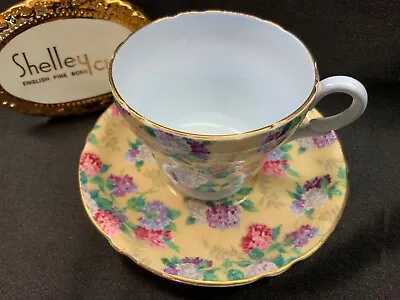 Shelley  Ivory Summer Glory  Chintz  Cup And Saucer  (demi)  - Gold Trim #13455 • $57