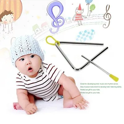 £4.50 • Buy Rhythm Steel Triangle Beater Musical Instruments With Stick Kid Child For Gift