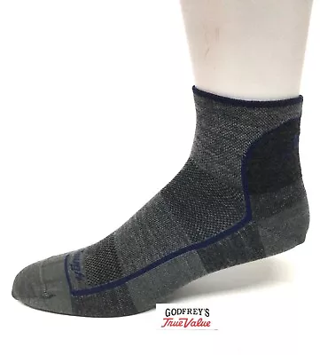 USA 1715 DARN TOUGH MEN'S CHARCOAL Run/Bike MERINO WOOL 1/4 SOCKS Light M L XL • $17.95