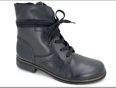 Gabor Black Lace Up Leather Ankle Boots 5 1/2 New No Box • $20