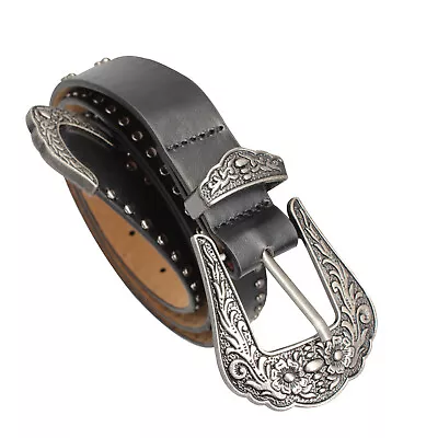 Black Western Belt PU Strap With Vintage Buckle • £4.89