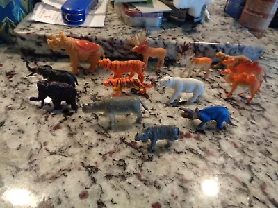 Lot 14 Miniature Plastic Zoo Animals Figures Toys • $5.99