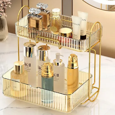 2Tier Pull-out Tray Perfume Display Rack Desktop Makeup Cosmetic Organiser Shelf • £11.94