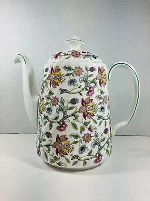 ** Vintage Minton Haddon Hall Green Tea Coffee Pot Flowers Spring 8.75” 22cm EUC • $110