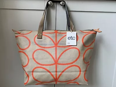 Orla Kiely Linear Stem Print Laminated Shopper Tote Shoulder Bag • £65