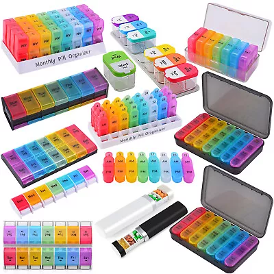 Weekly Pill Organizer Monthly Pill Case Daily Medicine Holder 2/3/4 Times A Day • $10.87