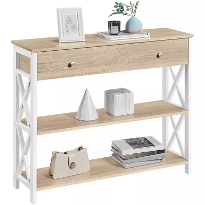 Easyfashion Wooden Console Table With Drawer And Shelves Light  Oak   Light Oak • $150.19