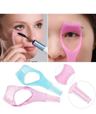 3-In-1 Crystal Mascara Shield Eyelash Comb Applicator Pink Blue Make Up Brush • $2.25