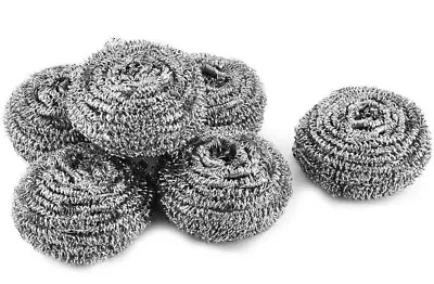 6 Stainless Steel Scourers Scouring Kitchen Cleaning Non-Stick Metal Sponge Pan • £4.99