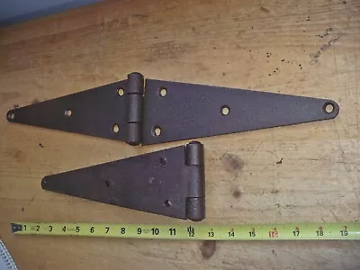 Two Large Vintage Salvaged 20 Inch Barn Door Strap Hinges. • $19.99