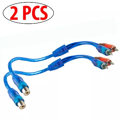 2pcs RCA Y Splitter Audio Jack Cable Adapter 1 Female To 2 Male Connector Blue • $6.10