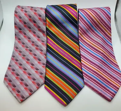 Murano Lot Of 3 Vibrantly Colorful Men's Designer Necktie All Silk • $24.99