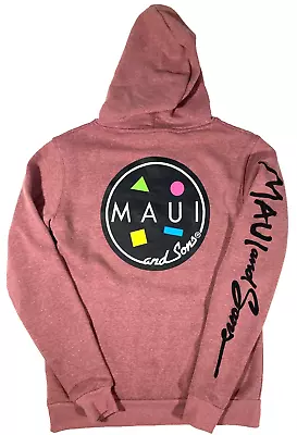 MAUI And SONS Dark Heather PINK Pullover HOODIE SWEATSHIRT Small S Cookie Logo • $19.99
