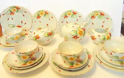 Antique Egg Shell Porcelaine Japanese Tea Set - Orange Yellow Flowers • $34.99