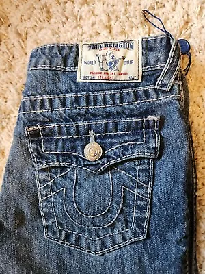 Girl's Size 16 True Religion Straight Fit Big T Medium Wash Blue Jeans 28/28 • $25