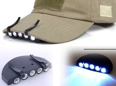 Bright 5 LED Clip On Hat Head Cap Light Headlamp Flashlight • $8.20