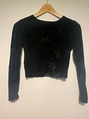 Asos Reclaimed Vintage Black Velvet Crop Top 15  Pit To Pit  RE150 • £9