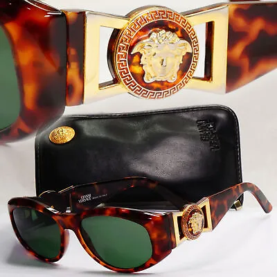 Gianni Versace Sunglasses 1996 Vintage Brown Gold MOD 424/M CO 869 Biggie 130224 • $294.11