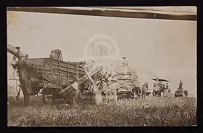 Early RPPC Of A Steam Tractor And Wheat Combine. Case? C 1910's Farming  • $14.95