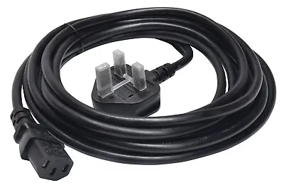 Black IEC Mains Power Lead Cord - UK Plug 10A C13 Cable For Electrical Items 1m • £4.99