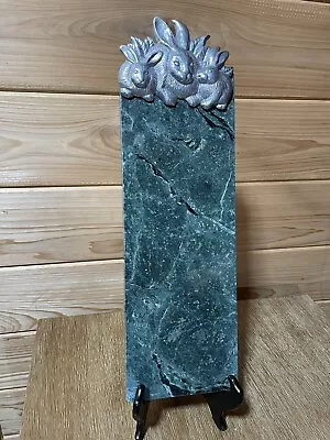 Arthur Court Green Marble Cutting Board Cheese Tray Easter Bunnies 19  Long • $68