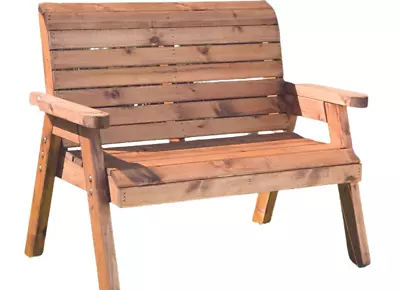 2 Seater Person Wooden Garden Bench Love Seat Chair Rustic Patio Furniture • £139.99