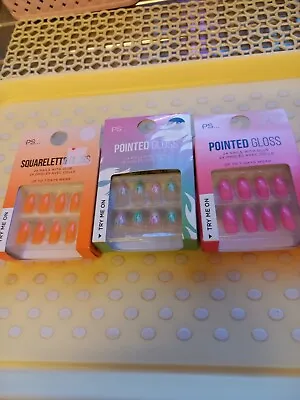 3 Pairs Of False Nails With Glue Multicolour (Primark) • £5.25