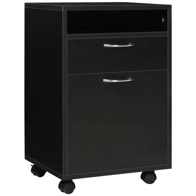 £32.99 • Buy HOMCOM 60cm Storage Cabinet W/ Drawer Open Shelf Metal Handles 4 Wheels Black