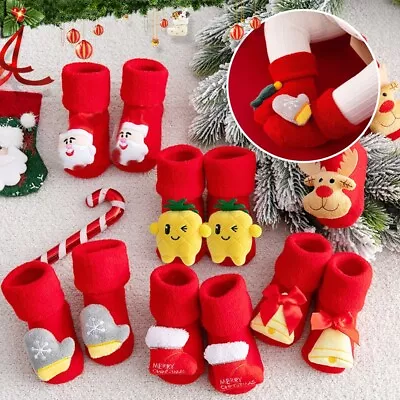 £4.16 • Buy Kids Baby Girl Boy Toddler Anti-slip Slippers Christmas Warm Socks Shoes Winter