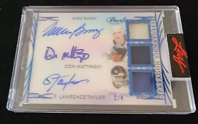 Don Mattingly Mike Bossy Lawrence Taylor: 3 Autographs: Leaf Autos W Jersey 2/4! • $249