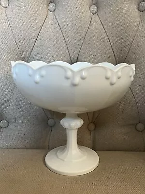 Vintage Indiana White Glass Footed Fruit Bowl Collectible Milk Glass EUC • $14.99