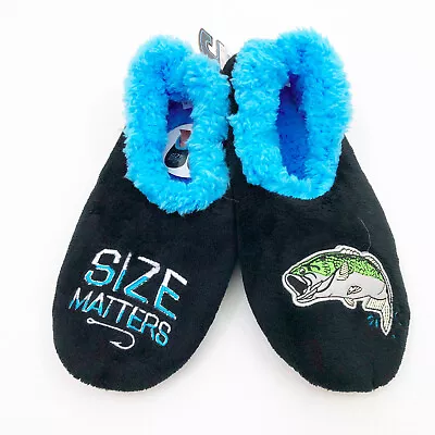 Snoozies Men's Slippers Size Matters Fishing Large 11/12 Black • $14.99