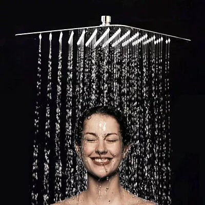 12 16  Rain Square Shower Head High Pressure Stainless Steel Top Spray • $26.99