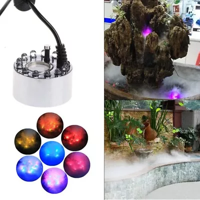 12 LED Mist Maker Fogger Water Fountain Pond Fog Machine Atomizer Air Humidifier • $10.98