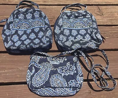 3Pc Vera Bradley Calypso 2x Lunch Bags + Blue Bandana Purse Set 2009/2015 VGC • $33