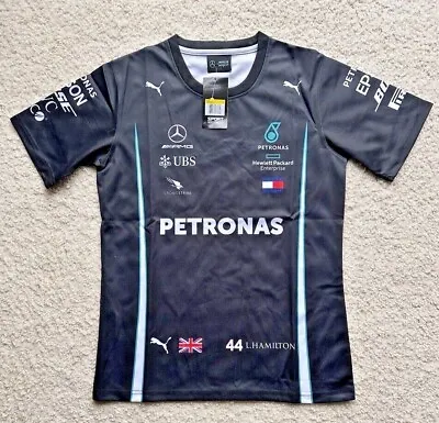 AMG Mercedes Petronas F 1 2023 Puma Tommy Hilfiger Men's Team Shirt - Black • $51.99