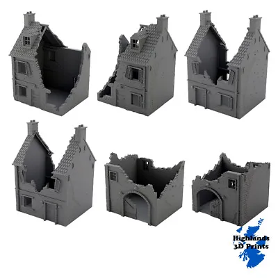Normandy Destroyed House 20mm 1:72 WW2 Building Terrain Tabletop Gaming 3DPrint • £11.99