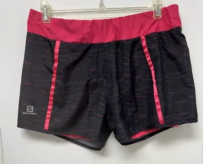 Salomon 2 In 1 Women's Pink And Black Running Shorts Size M Lined • £25.08