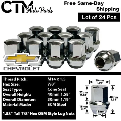 24x Chrome Chevy OEM Factory Lug Nuts M14x1.5 Silverado Tahoe Suburban Colorado • $29.43