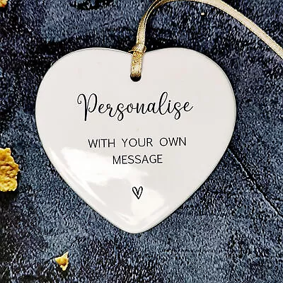 Personalise Any Message Ceramic Heart Plaque Birthday Christmas Anniversary Sign • £6.49