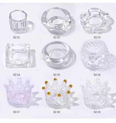 9 Style Glass Crystal  Dappen Dish Cup Nail Art Acrylic For Liquid Powder Tools • $8.63