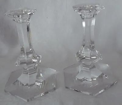 SET OF TWO  VAL ST. LAMBERT  Elysee  Crystal Candlesticks - 6.5  • $59.99