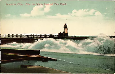 Vermilion Ohio Linwood Park Beach After The Storm Divided Postcard C1907-09 • $12.96