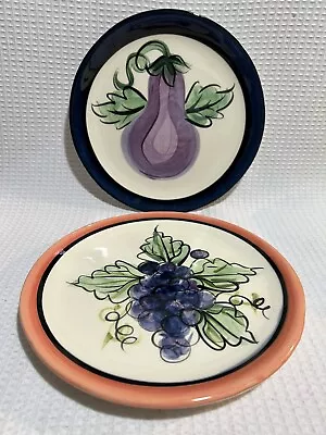 1995/98-Vicki Carroll Pottery-Eggplant & Grapes 7.75” Collector Plates • $16