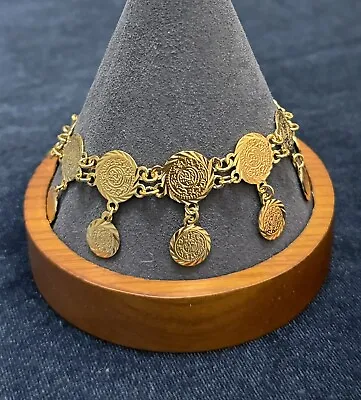 Coin Bracelet Middle Eastern Jewelry Attached Lira Bracelet Gold Bracelets • $27.62