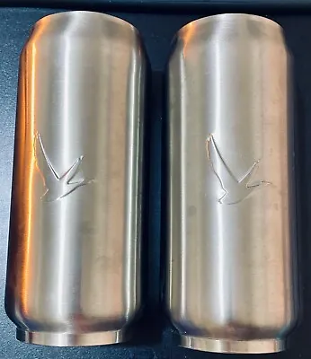 New GREY GOOSE VODKA Stainless Steel Soda Tumbler Glass Insulated Can Set Of 2 • $49.95