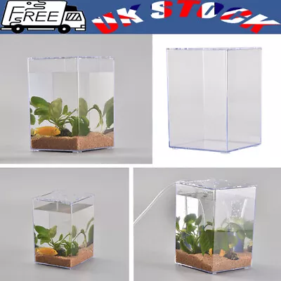 Acrylic Small Tank Aquarium Betta Tank Desk Fish Tank Fish Tank For Office Decor • £12.79